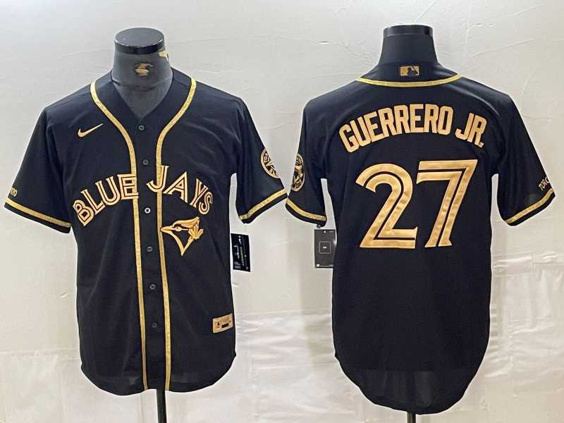 Men%27s Toronto Blue Jays #27 Vladimir Guerrero Jr Black Gold Cool Base Stitched Baseball Jerseys->mlb womens jerseys->MLB Jersey